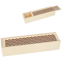 Boîte en bois à motif zig-zag de 24 x 6,5 x 4,5 cm