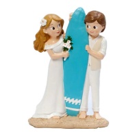 Figurine pour gâteau de mariés surfeurs de 19 cm