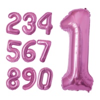 Ballon chiffre rose fuchsia métallisé de 1 m - 1 unité