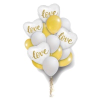 Bouquet de ballons en forme de coeurs blancs Love - 16 unités