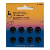 Boutons-pression de 1,2 cm noir - Pony - 8 paires