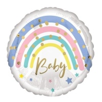 Ballon rond Baby arc-en-ciel pastel de 43 cm - Anagram