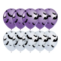 Ballons en latex d'Halloween avec des chauves-souris de 30 cm - Party Love - 10 unités