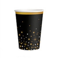 Verres noirs de 270 ml avec étoiles - 6 unités