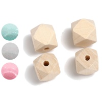 Perles hexagonales en bois de 2 cm - 4 unités