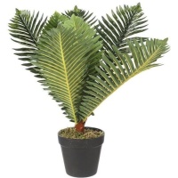 Plante artificielle palmier tropical avec pot noir de 50 cm