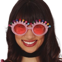 Lunettes roses avec paillettes