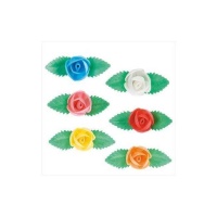 Gaufrettes de fleurs avec feuilles allongées de 6,5 cm - Dekora - 80 unités