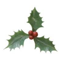 Topper pour gâteau de trèfle de feuilles de houx de Noël de 5 cm - Dekora - 72 unités