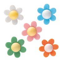 Gaufrettes de fleurs colorées de 4 cm - Dekora - 120 unités