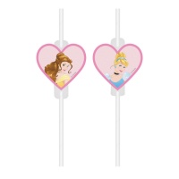 Pailles de Princesses Disney de 22 cm - 4 unités