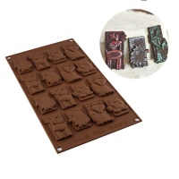 Moule en silicone pour chocolat d'animaux de la forêt de 17 x 29,5 cm - Silikomart - 16 cavités