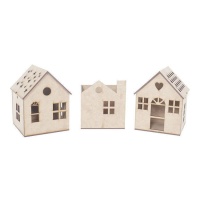 Maisons en bois à décorer de 10 x 10 x 13 cm - Artis decor - 3 unités